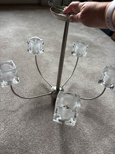 Chrome and Glass chandelier 5 arm ceiling light