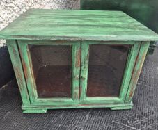 Small Vintage style  2 glass door counter  cabinet