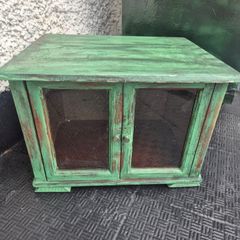 Small Vintage style  2 glass door counter  cabinet
