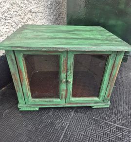 Small Vintage style  2 glass door counter  cabinet