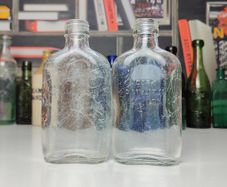211 - Set of Two Vintage Cork Distilleries Company Clear Glass Decorative Collectible Whiskey Vodka Bottles