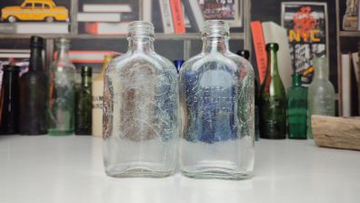 211 - Set of Two Vintage Cork Distilleries Company Clear Glass Decorative Collectible Whiskey Vodka Bottles