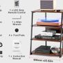 4-Tier AV Media Stand with Power Strips, Corner TV Stand with LED Lights, Height Adjustable Image 2