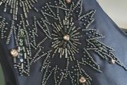 Adrianna Papell navy embellished rushed dress Sz 12UK - Rrp 125 (New)