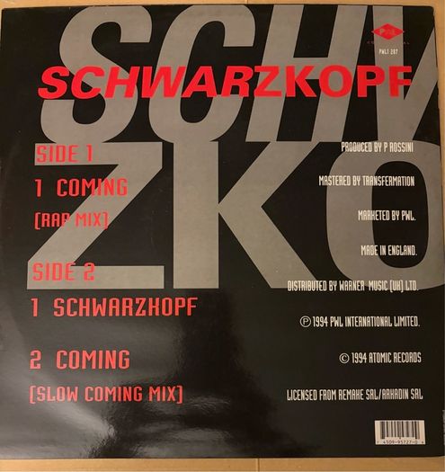 Schwarzkopf Coming 1994 UK 12 inch Vinyl