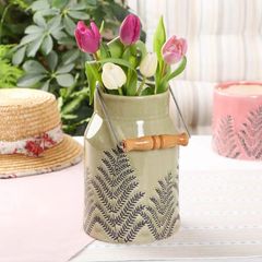 Ceramic flower milk churn vase