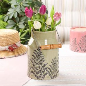 Ceramic flower milk churn vase