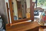 Vintage mirror swivel in pine dressing table mirror. Antique table top mirror.