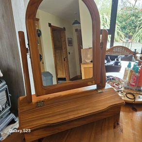 Vintage mirror swivel in pine dressing table mirror