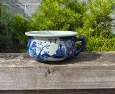 Blue and White Ceramic Chamber pot with handle