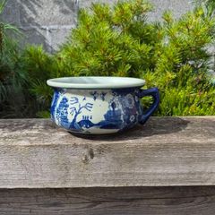 Blue and White Ceramic Chamber pot with handle