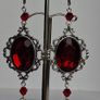 Gothic Ornate Filigree Deep Red Garnet Tassel Earrings Image 5