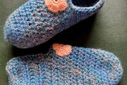 Hand crochet footie slippers