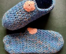Hand crochet footie slippers