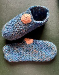 Hand crochet footie slippers