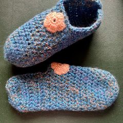 Hand crochet footie slippers