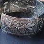 Vintage silver tone metal  repousse cuff bracelet Image 2