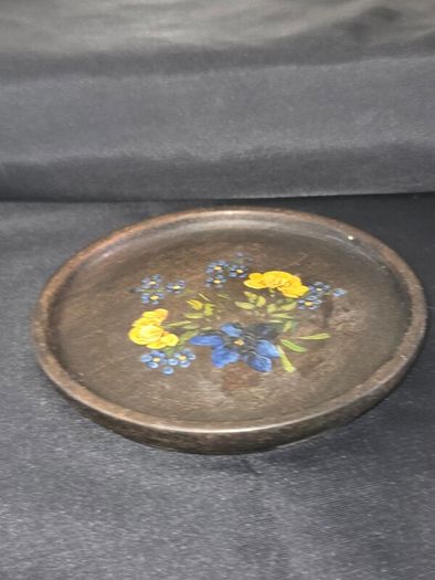 Antique Hand Painted Wooden Trinket Dish