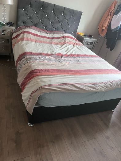 Double bed, mattress and headboard