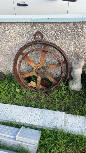 Pair of cast iron wheels