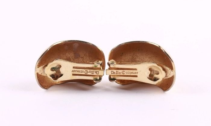 Christian Dior Clip-On Gold Tone Earrings, Simple.