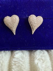 Heart Pave Natural  Diamond Earrings