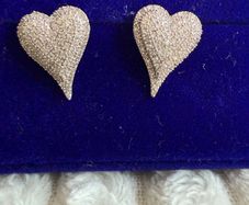 Heart Pave Natural  Diamond Earrings