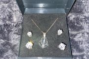 Sterlings silver, clear crystal earrings &amp; necklace set
