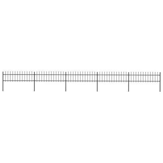Garden Fence with Spear Top Steel 8.5x0.6 m Black