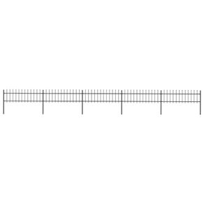Garden Fence with Spear Top Steel 8.5x0.6 m Black