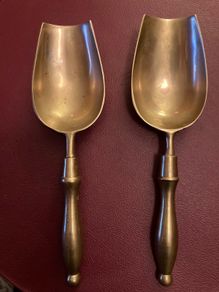 Pair of brass scoops