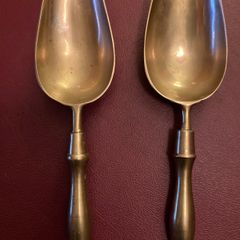 Pair of brass scoops