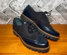 Clarks Navy Leather Brogues Ladies Oxford Style Shoes UK5.5 EU38.5