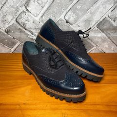 Clarks Navy Leather Brogues Ladies Oxford Style Shoes UK5.5 EU38.5