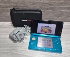 Nintendo 3DS Aqua Blue Console With Charger 64 GB SD Card - 22 Digital Games