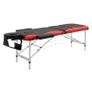 Foldable Portable Massage Table, Professional Spa Bed with Headrest, Adjustable Height, Aluminium Frame, Black and Red Image 6