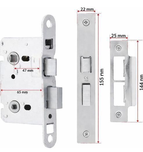 Internal Door Handle Set with Lock Complete Door Pack with Hings , Thumb Turn & Fixings Privacy Turn & Release (Phantom, Polished Chrome)