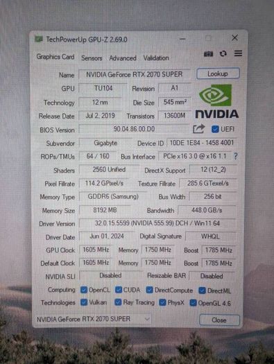 Gigabyte Nvidia Geforce Rtx 2070 Super 8gb