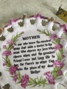 Commemorative 8" Mother Plate Vintage from 1960's Floral Pattern Hanging