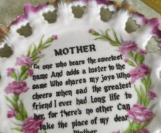 Commemorative 8" Mother Plate Vintage from 1960's Floral Pattern Hanging