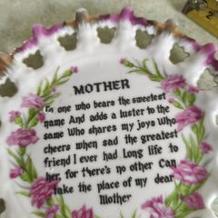 Commemorative 8" Mother Plate Vintage from 1960's Floral Pattern Hanging