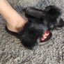 Furry Ladies Slippers Black Image 2