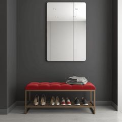 Teal Velvet Upholstered Bench / Shoe Rack