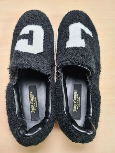 womens girls JC Juicy Couture Black terry cloth teddy Teresa slip on trainer  Size UK 4 EU 37