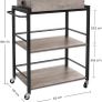 _Serving Trolley with Removable Tray, Lockable Kitchen Trolley with Universal Wheels, Kitchen Shelf, 65 x 40 x 86 cm, Sturdy Metal Frame, Industrial Design, Greige-Black Image 4