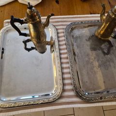 2 coffee pots and serving trays
