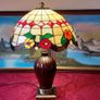 24 Inch Tiffany Style Table Lamp With 18 Inch Wide Stained Glass Shade And Polished Brass Base Image 2