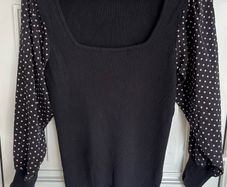 Gallery Black Top with detailed sleeves