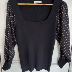Gallery Black Top with detailed sleeves