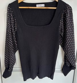 Gallery Black Top with detailed sleeves